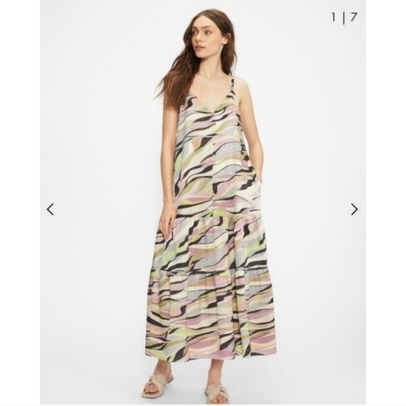 NWT Ted Baker warrenn Dusty Pink Printed Button Through Cami Dress Sz 8 $295.